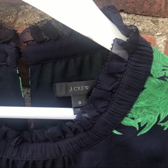 J Crew Silk Ruffle Top in Beanstalk Stripe - Picture 3 of 8